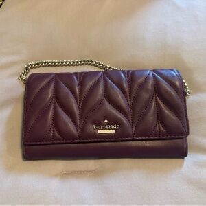 Kate Spade Plum Quilted Clutch with Chain